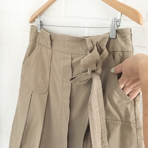 Escada Sport Rudy Skirt Medium Beige Khaki Cotton Pleated Cargo Safari Pockets M - Picture 7 of 14